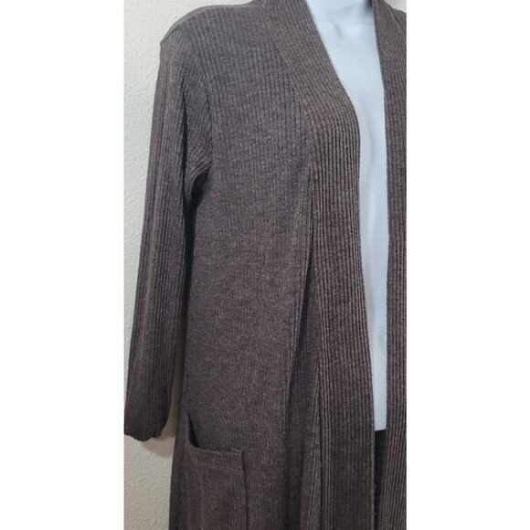 Emi & Joe Brown Marled Open Front Coatigan Sweater Small Lightweight Soft - Picture 2 of 6